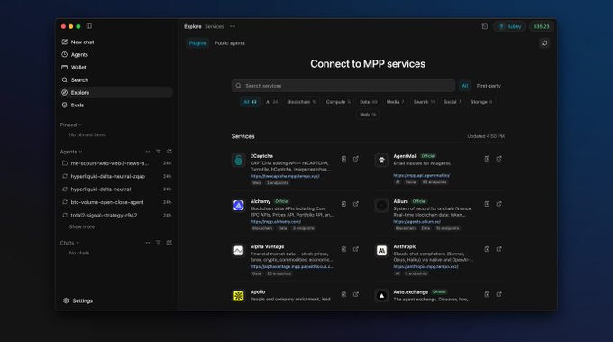 OpenPond App MPP services browser
